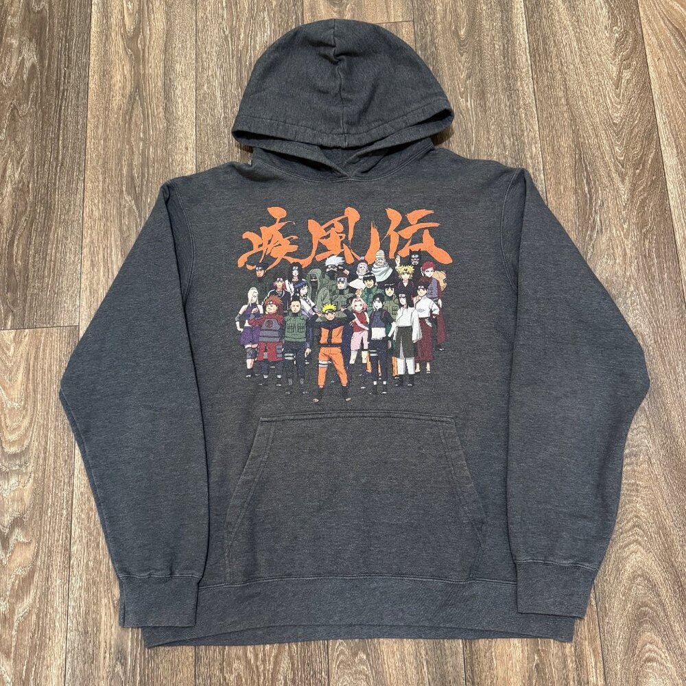 Vintage Naruto Shippuden Hoodie Men's Large Gray Shonen Jump Anime VTG 00s Y2K